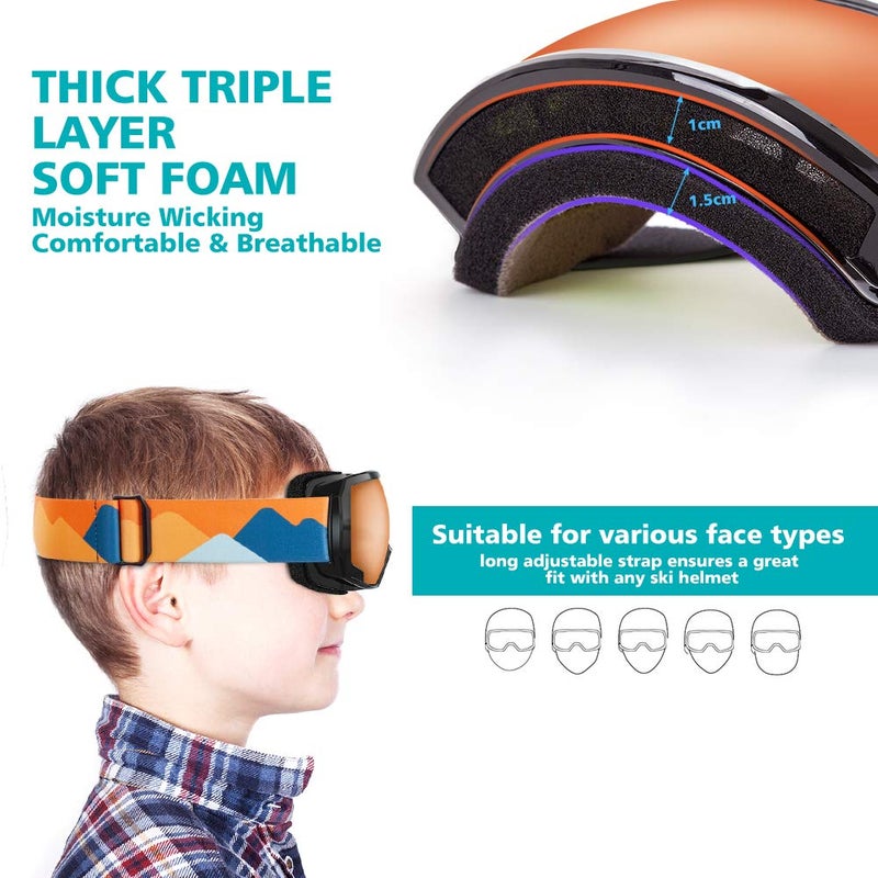 OutdoorMaster Kids Ski Goggles, Snowboard Goggles - Youth Snow Goggles - Sunset Slope - Image 4